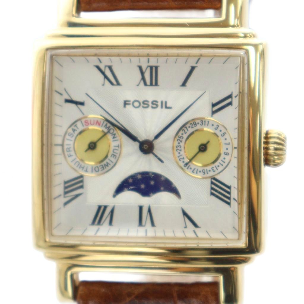 【中古】フォッシル FOSSIL TG-4019 腕時計 ウォッチ クォーツ ロゴ ムーンフェイス カレンダー付き ゴ..