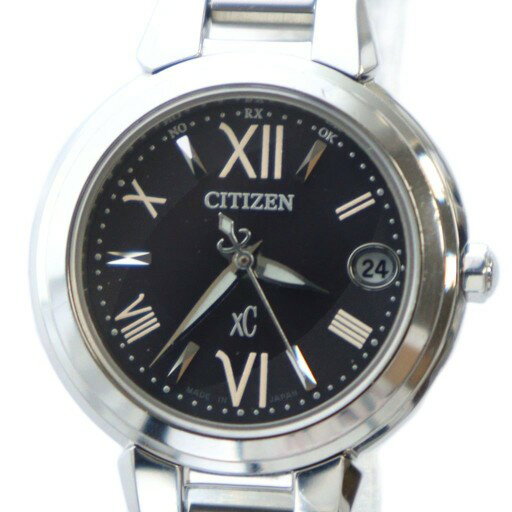【中古】シチズン CITIZEN ジャンク品 xC クロスシー 腕時計 ウォッチ 電波 ソーラー カレンダー付き デイト 黒文字盤 シルバーカラー 銀色 H058-T016545TA /MQ ■GY11 レディース 【ベクトル 古着】 251018