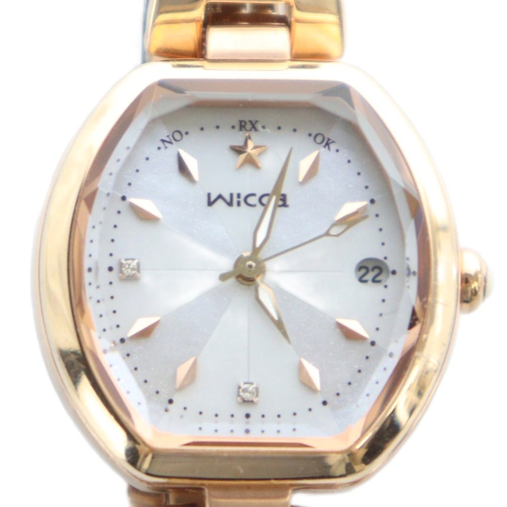【中古】シチズン CITIZEN ウィッカ wicca H0F8-R008650 腕時計 ウォッチ ソーラー カレンダー付き ゴールド色 ■GY18 /MQ レディース 【ベクトル 古着】 251022