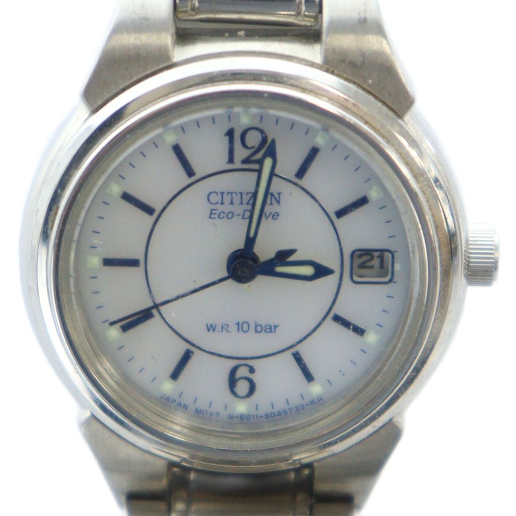 【中古】シチズン CITIZEN E011-S027144 Eco-Drive エコドライブ 腕時計 ウォッチ ソーラー ラウンド カレンダー付き シルバー色 ■GY11 /MQ レディース 【ベクトル 古着】 251022