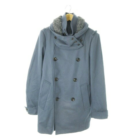 【中古】ウーヨンミ wooyoungmi Pコート ピーコート 中綿 スタンドカラー ダブルボタン ボア 46 S グレー /AO3 ■GY19 メンズ 【ベクトル 古着】 251021