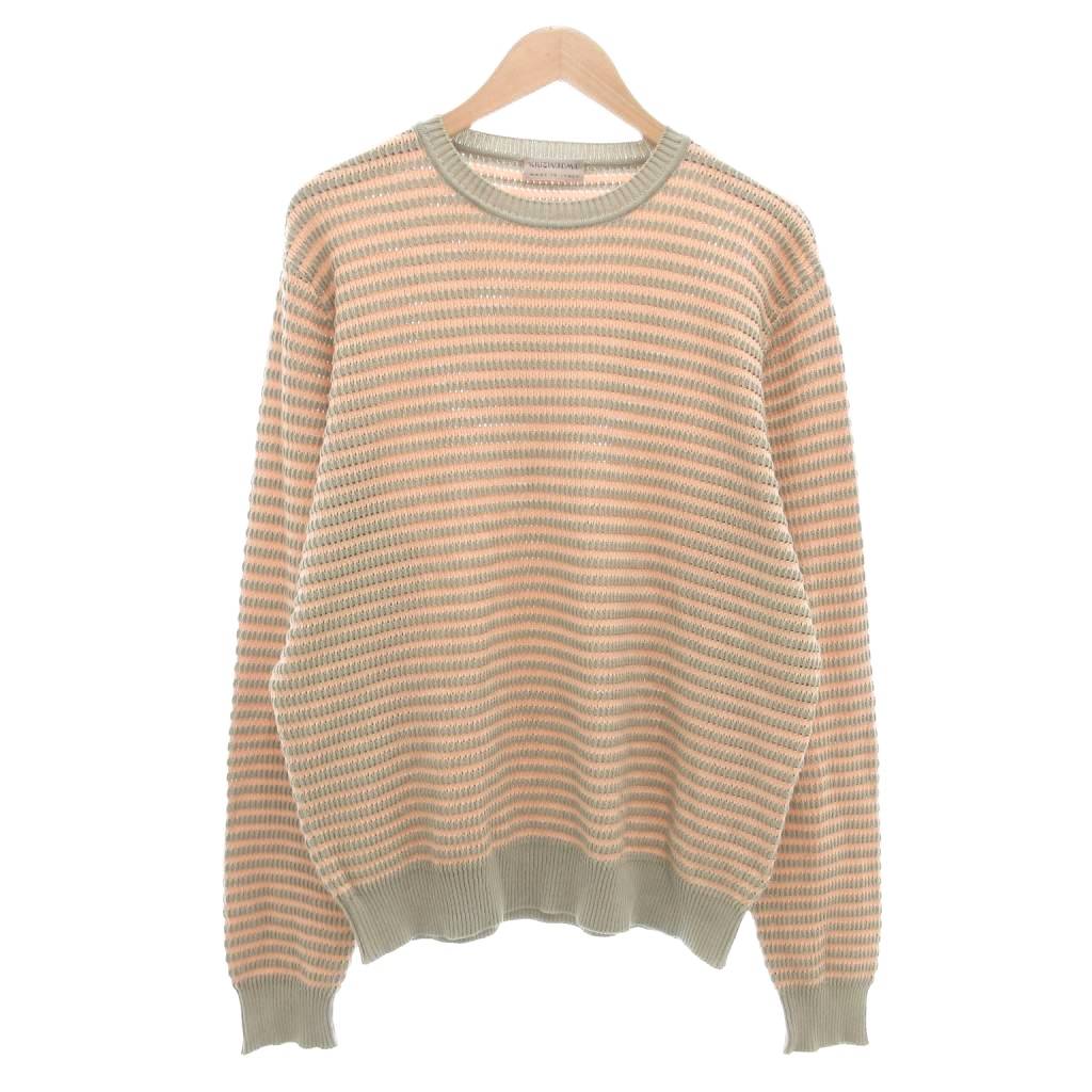 【中古】クリッツィアウォモ KRIZIAUOMO 美品 コットンニット セーター 長袖 クルーネック 透かし編み ..