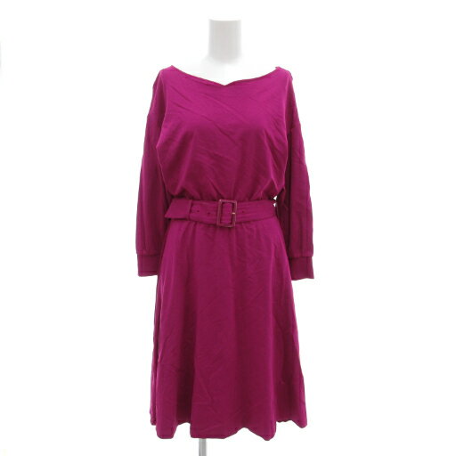 【中古】ブルーレーベルクレストブリッジ BLUE LABEL CRESTBRIDGE 19SS ワンピース 38 長袖 フレア ベルト付 ひざ丈 紫 パープル /AE ■GY19 【ベクトル 古着】 251108