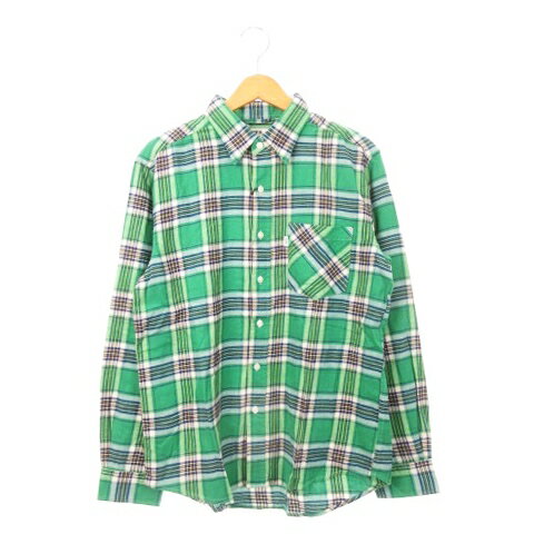 【中古】未使用品 エドウィン EDWIN ネルシャツ 長袖 レギュラーカラー コットン チェック 総柄 M 緑 グリーン /AH10 ■GY18 メンズ 【ベクトル 古着】 251015
