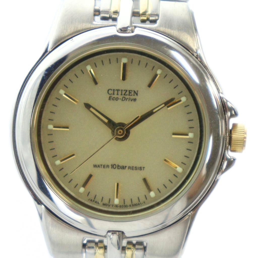 【中古】シチズン CITIZEN ジャンク品 腕時計 ウォッチ ソーラー ロゴ シルバー色 ゴールド色 ■GY18 /MQ レディース 【ベクトル 古着】 251014