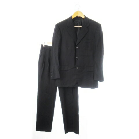 【中古】ブルックスブラザーズ BROOKS BROTHERS シングルスーツ 2点セット セットアップ テーラードジャケット 背抜き スラックス ストレート ストライプ 37SHT 31W 黒 ブラック /CK1 ■GY18 メンズ 【ベクトル 古着】 251022