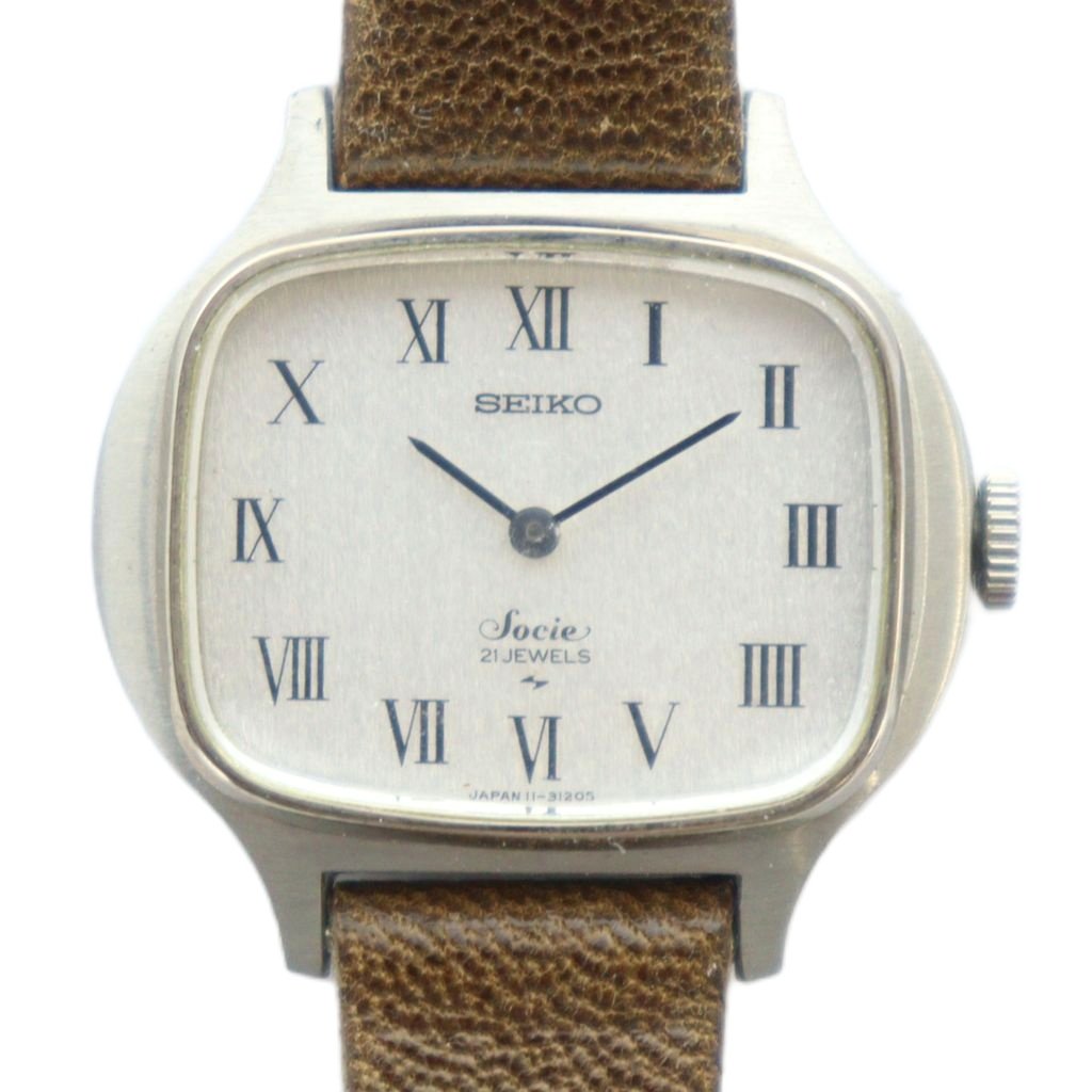【中古】セイコー SEIKO 11-4020 腕時計 ウォッチ 手巻き ロゴ レザーベルト スクエア ローマン シルバー色 ■GY18 /MQ レディース 【ベクトル 古着】 251030