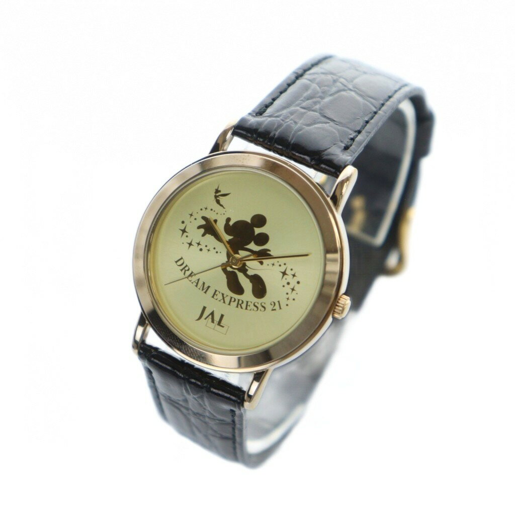【中古】ジャンク品 DREAM EXPRESS 21 腕時計 ウォッチ クォーツ ラウンド ミッキー ディズニー レザーベルト ゴールド色 ■GY11 /MQ メンズ レディース 【ベクトル 古着】 251117