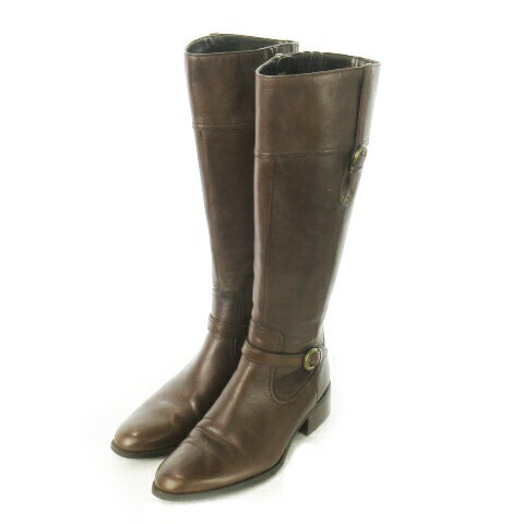 【中古】ソニアパレンティ Sonia Parenti ジョッキーブーツ ロング ローヒール レザー 革 ベルト 24cm 茶 ブラウン /AO8 ■GY18 レディース 【ベクトル 古着】 251115