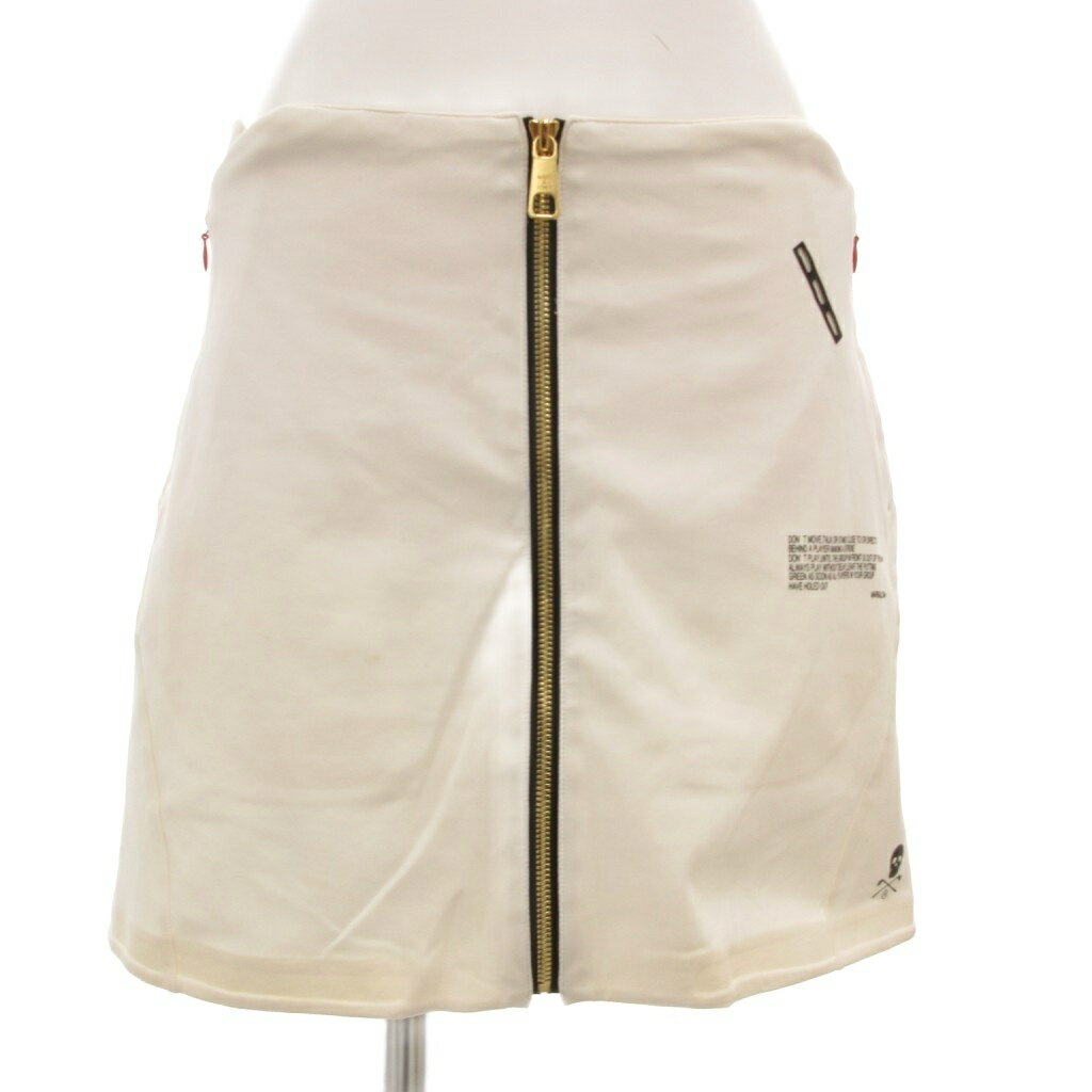 【中古】マーク＆ロナ MARK&LONA フロントジップスカート ゴルフウエア ミニ スカル 40 白 ホワイト /G..