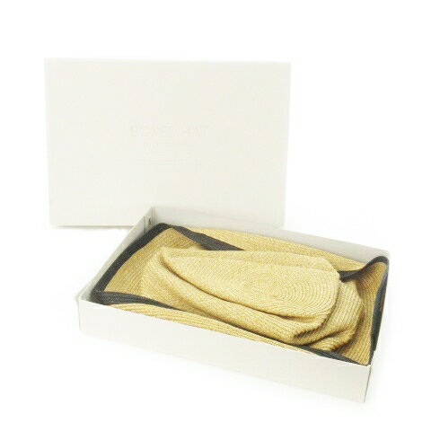 【中古】未使用品 マチューハ mature ha. BOXED HAT ペーパーハット 麦わら帽子 ライン 9 ベージュ H15..