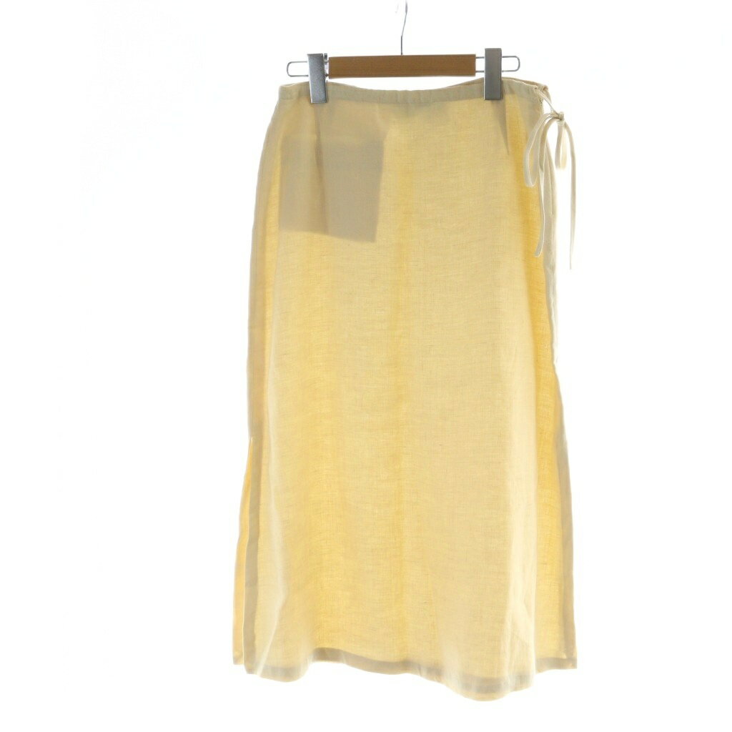 【中古】マックスマーラ ウィークエンドライン MAX MARA WEEKEND LINE ミドルスカート リネン タイト ロゴ 麻 リネン 38 S ベージュ ■GY19 /MQ レディース 【ベクトル 古着】 251026