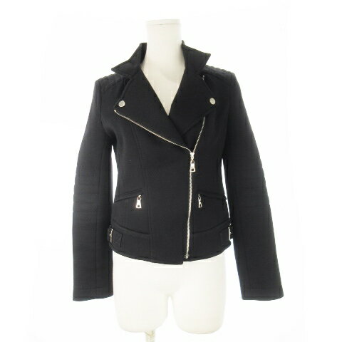 【中古】ピンキー&ダイアン ピンダイ PINKY&DIANNE ライダースジャケット ボンディング生地 ダブル 厚手 36 S 黒 ブラック /CK11 ■GY99 レディース 【ベクトル 古着】 251029(4)