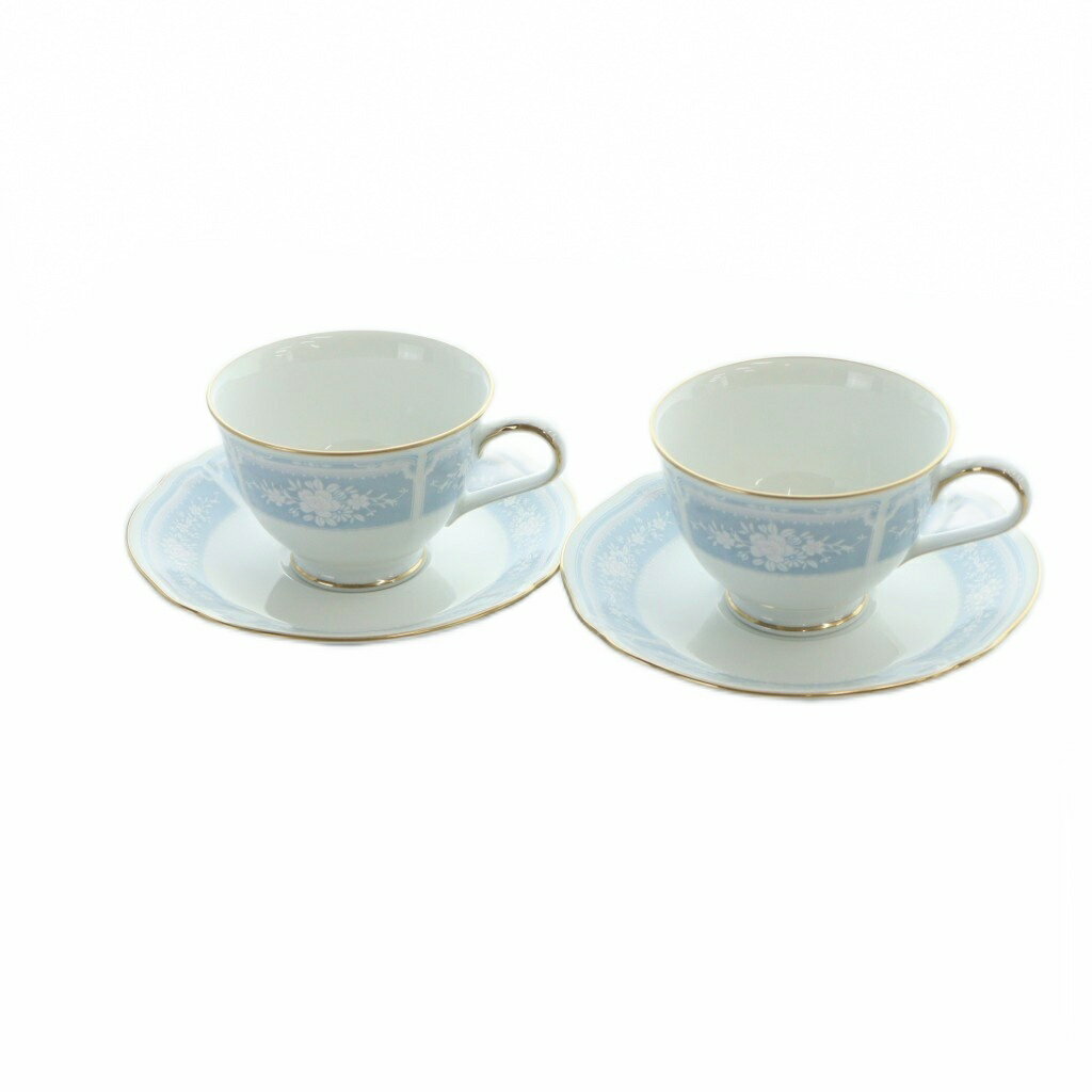 【中古】未使用品 ノリタケ Noritake 食器 花柄 ティーカップ ソーサー 2客 セット ロゴ 白 ホワイト ■GY11 /MQ その他 【ベクトル 古着】 251029