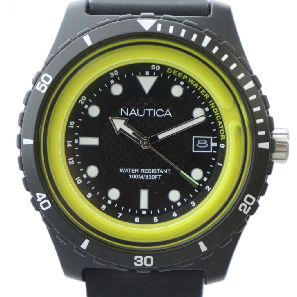 【中古】ノーティカ NAUTICA NAPIBZ001 腕時計 ウォッチ クォーツ ロゴ カレンダー付き 黒 ブラック ■GY18 /MQ メンズ 【ベクトル 古着】 251110