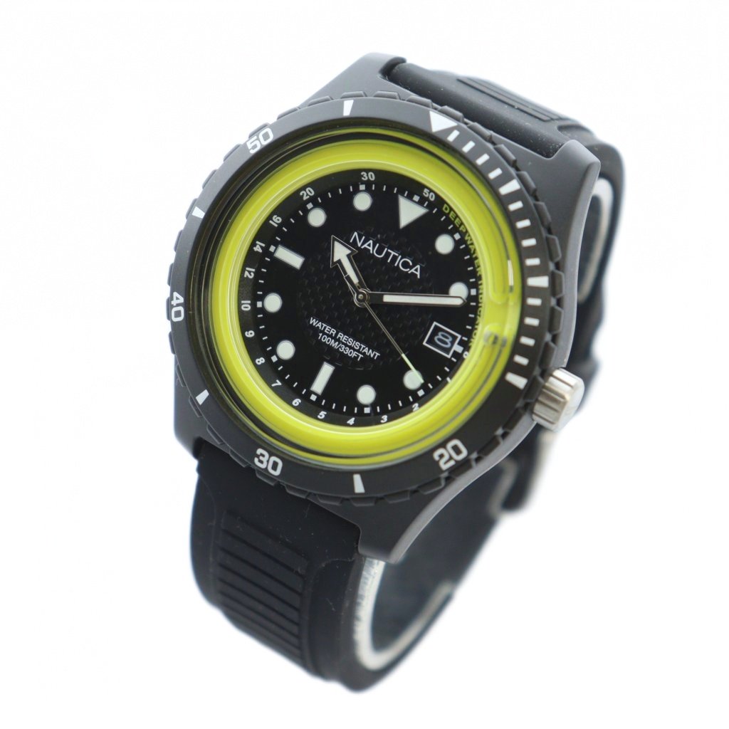 【中古】ノーティカ NAUTICA NAPIBZ001 腕時計 ウォッチ クォーツ ロゴ カレンダー付き 黒 ブラック ■GY18 /MQ メンズ 【ベクトル 古着】 251110