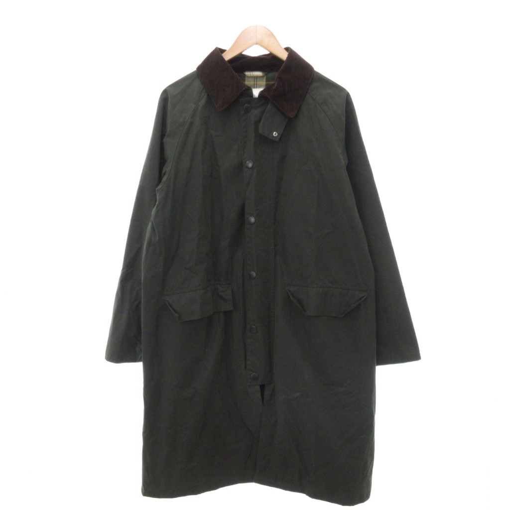 【美品】Barbour BURGHLEY (バーレー)ノンオイル ブラック 38 BURGHLEY / バーレー】ワックス コットン ロング コート （ オーバー