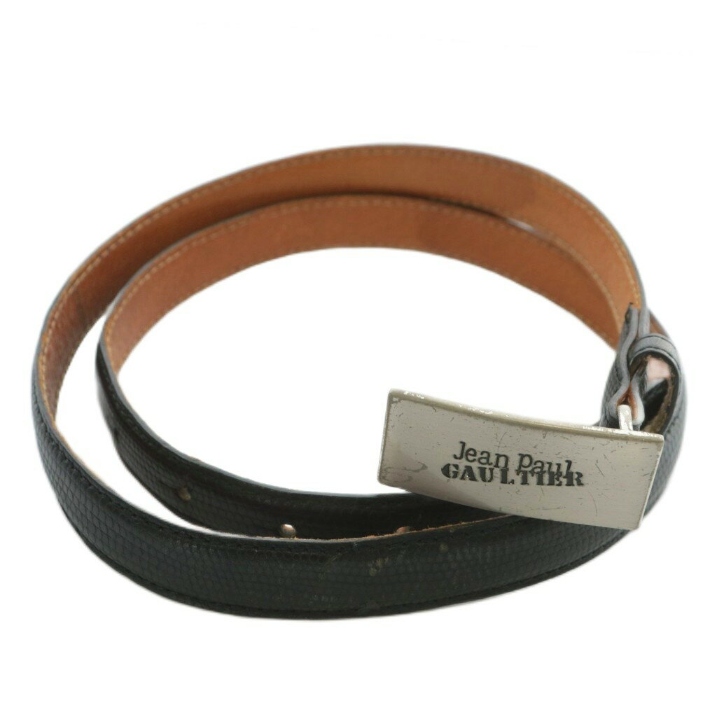 【中古】ジャンポールゴルチエ Jean Paul GAULTIER ベルト レザー バックル ロゴ 型押し 黒 ブラック /XZ ■GY18 レディース 【ベクトル 古着】 251112