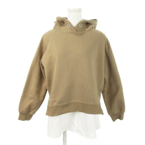 【中古】ビームスハート BEAMS HEART sutandard clothing サイドジップ コンビ フーディー プルパーカー スウェット 裏起毛 長袖 フェイクレイヤード 茶 ブラウン 43-13-0244-138 /MN14 ■GY99 レディース 【ベクトル 古着】 251128