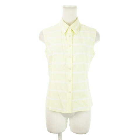 樂天商城 - 【中古】クレージュ courreges シャツ ブラウス ノースリーブ ロゴ ボーダー 9R 黄 イエロー /AH28 ■GY99 レディース 【ベクトル 古着】 251128