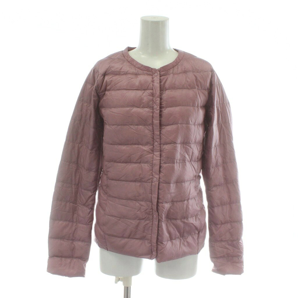 【中古】ユニクロ UNIQLO ダウンジャケット アウター ナイロン クルーネック L ピンク /XZ ■GY99 レディース 【ベクトル 古着】 260119
