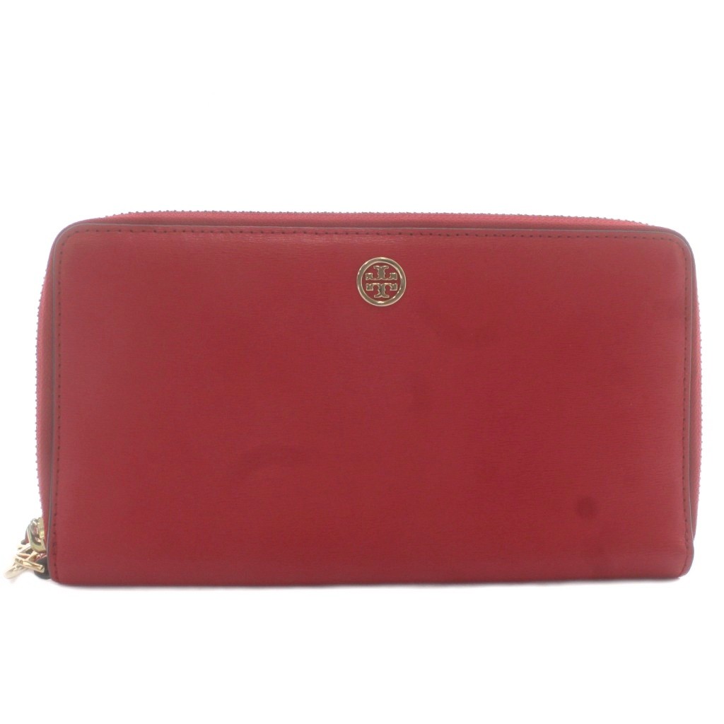 【中古】トリーバーチ TORY BURCH 長財布 サフィアーノレザー ラウンドファスナー ロゴ ゴールド金具 赤 レッド /XZ ■GY17 レディース 【ベクトル 古着】 260124