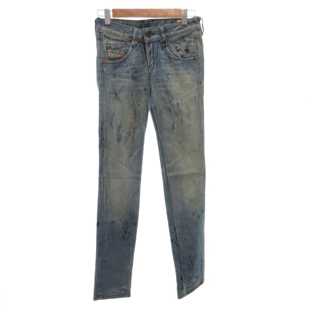 [중고] 디젤 DIESEL 데님 팬츠 청바지 스키니 페인트 가공 로고 24 인디고 / FF ■GY18 여성 [벡터 헌옷] 260219