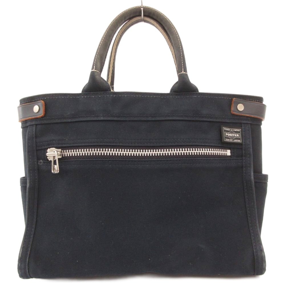 【中古】ポーター PORTER ガール GIRL ハンドバッグ ロゴ ツイル 紺 ネイビー /JS ■GY18 レディース 【ベクトル 古着】 260219