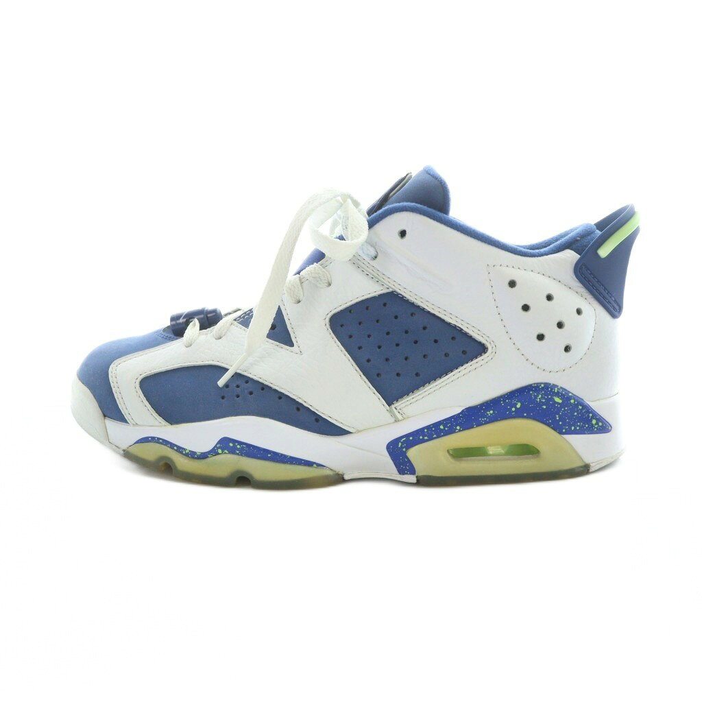 ナイキ NIKE 304401-106 AIR JORDAN 6 RETRO LOW SEAHAWKS スニーカー シューズ 靴 ロゴ レザー 26cm 白 ホワイト 青 ブルー ■GY99 /MQ メンズ 260217