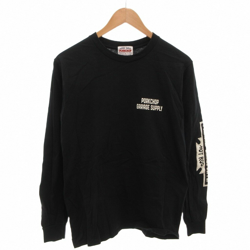 【中古】GARAGE SUPPLY PORKCHOP Tシャツ ロンT 長袖 プリント バイカラー S 黒 ブラック /FF ■GY12 メンズ 【ベクトル 古着】 260322
