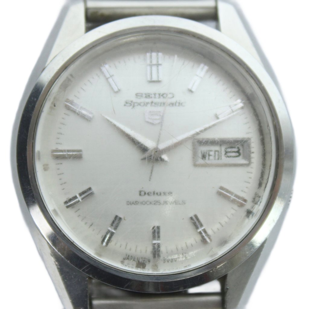 F, H, W - 【中古】セイコー SEIKO Sportsmatic 5 Deluxe スポーツマチック 5 デラックス 1619-9060 腕時計 ウォッチ 自動巻き カレンダー付き デイデイト 25石 シルバー色 ■GY18 /MQ メンズ 【ベクトル 古着】 260319
