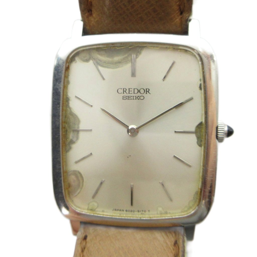 【中古】セイコー SEIKO CREDOR クレドール 6020-5170 腕時計 ウォッチ クォーツ レザーベルト スクエア シルバーカラー 銀色 ■GY11 /MQ メンズ 【ベクトル 古着】 260422