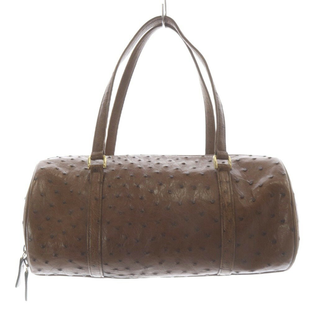 【中古】ノーブランド ハンドバッグ オーストリッチ ミニポーチ付き 茶色 ブラウン /SR ■GY18 レディース 【ベクトル 古着】 260324