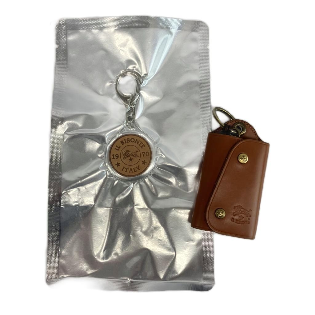 【中古】イルビゾンテ IL BISONTE キーケース キーリング キーホルダー 2点セット 三つ折り レザー ロゴ 茶色 ブラウン /XZ ■GY18 メンズ 【ベクトル 古着】 260409
