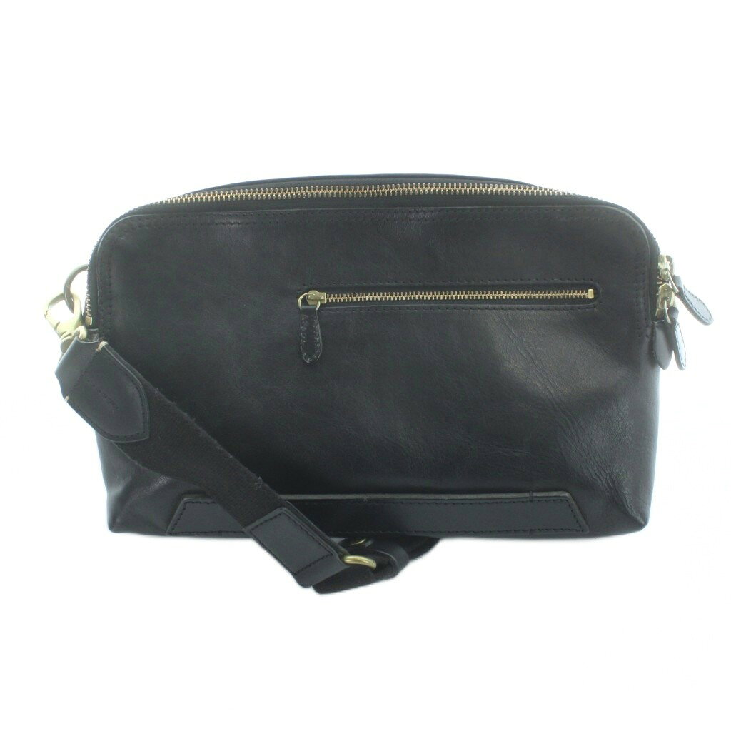 【中古】NELD ショルダーバッグ 斜めがけ ゴールド金具 ロゴ レザー 黒 ブラック ■GY12 /MQ レディース 【ベクトル 古着】 260315