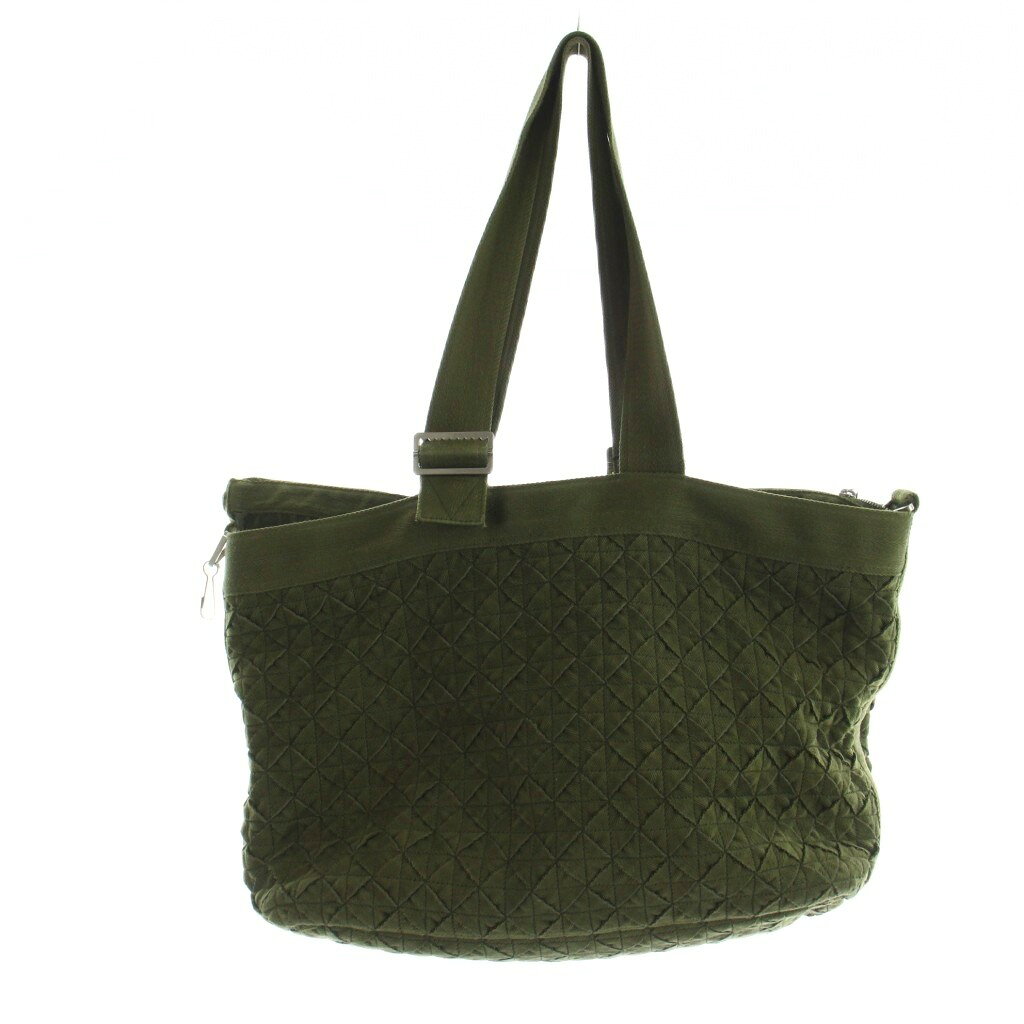 【中古】ボッテガヴェネタ BOTTEGA VENETA ウェビング キャンピング トートバッグ ハンド イントレチャート ロゴ カーキ ■GY17 /MQ メンズ 【ベクトル 古着】 260327