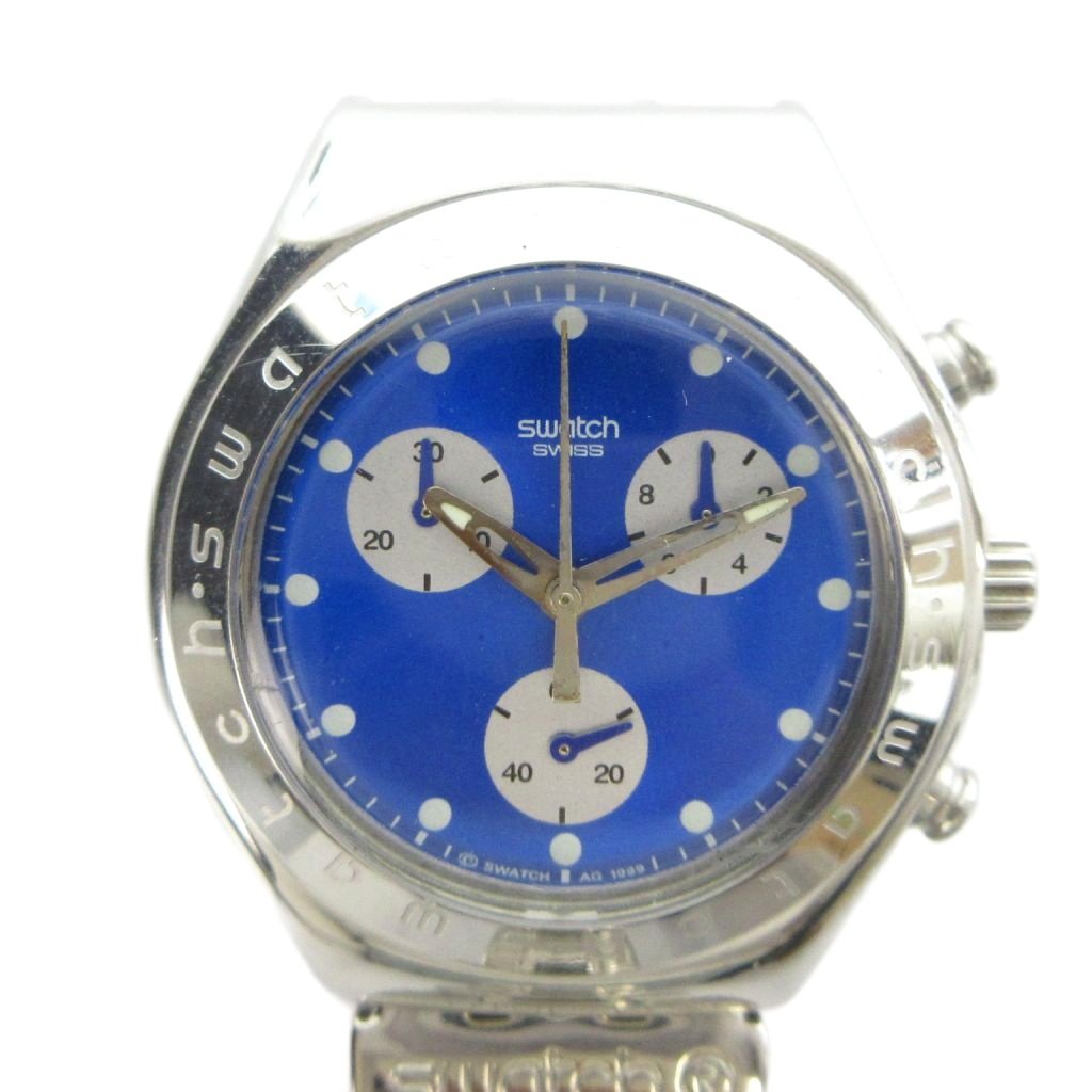 スウォッチ SWATCH ジャンク品 IRONY 腕時計 ウォッチ クォーツ クロノグラフ 青文字盤 シルバー色 ■GY11 /MQ メンズ  260421