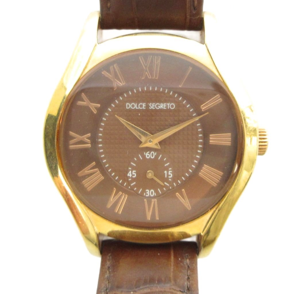 【中古】DOLCE SEGRETO ドルチェセグレート ジャンク品 腕時計 ウォッチ クォーツ ローマン レザーベルト ゴールド色 ■GY11 /MQ メンズ 【ベクトル 古着】 260421