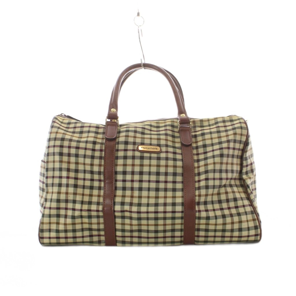 Boston Bags - 【中古】サマリテーヌ Samaritaine ボストンバッグ 茶色 ブラウン ベージュ チェック柄 /RI ■OS ■GY18 レディース 【ベクトル 古着】 260424
