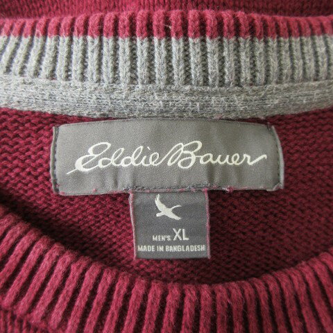 【中古】エディーバウアー EDDIE BAUER ニット セーター アウトドア XL ワイン 赤 レッド コットン 長袖 /CK19 ■GY99 メンズ 【ベクトル 古着】 260501 3