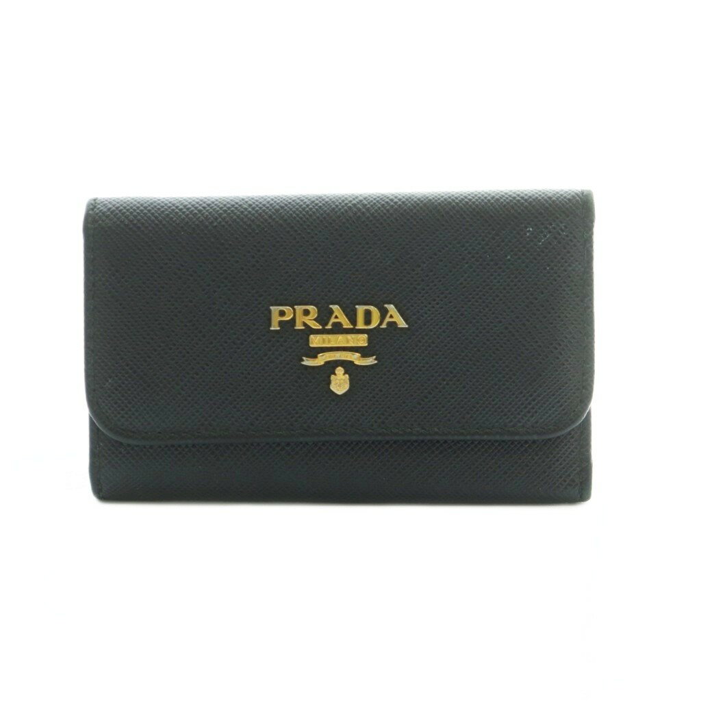 【中古】プラダ PRADA サフィアーノ キーケース 4連 レザー 黒 /MI ■OH ■GY17 ユニセックス メンズ レディース 【ベクトル 古着】 260428