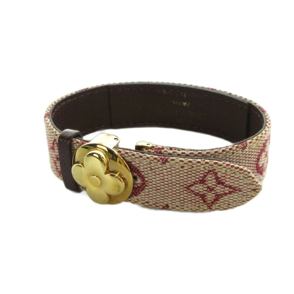 【中古】ルイヴィトン LOUIS VUITTON M64459 グッドラックブレス バングル アクセサリー キャンバス レザー 赤 レッド ■GY18 /MQ ■OH レディース 【ベクトル 古着】 260428