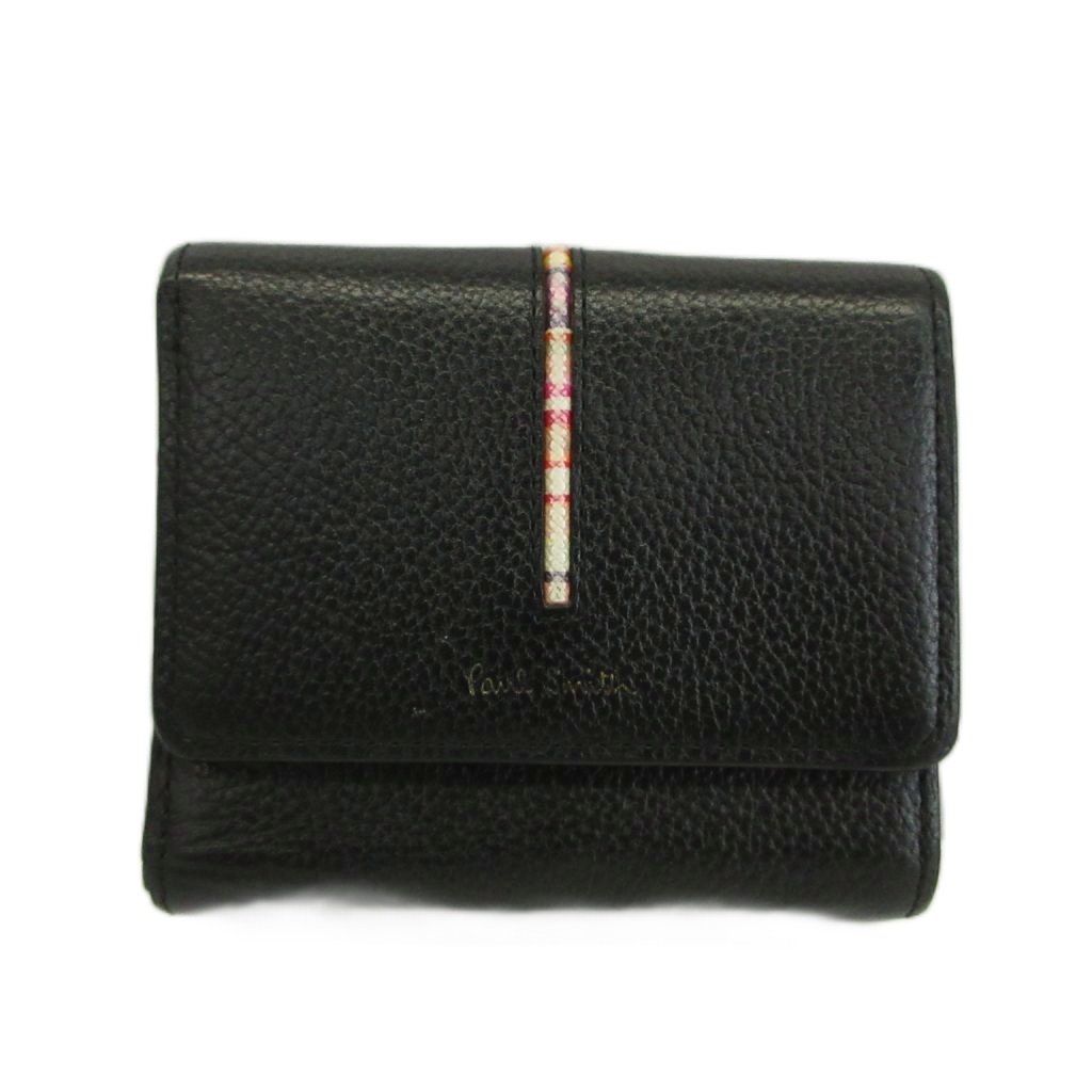 【中古】ポールスミス PAUL SMITH 財布 三つ折り がま口 レザー ロゴ 黒 ブラック /XZ ■GY18 レディース 【ベクトル 古着】 260429