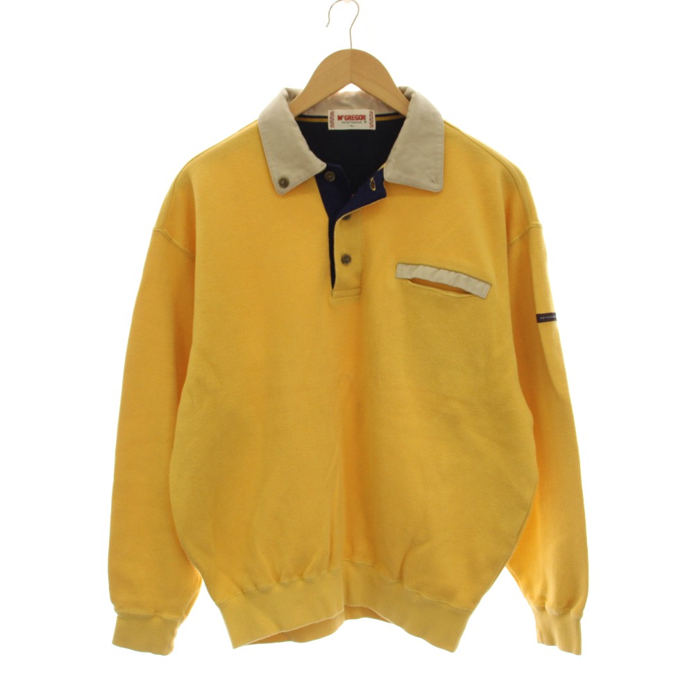 【中古】マックレガー マクレガー McGREGOR ニット ポロシャツ 長袖 L イエロー /YM ■GY18 メンズ 【ベクトル 古着】 260501