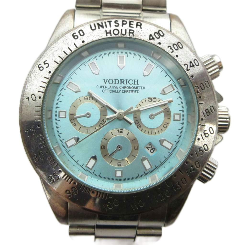 F, H, W - 【中古】VODRICH 腕時計 ウォッチ クォーツ クロノグラフ カレンダー付き シルバー色 ■GY11 /MQ メンズ 【ベクトル 古着】 260504