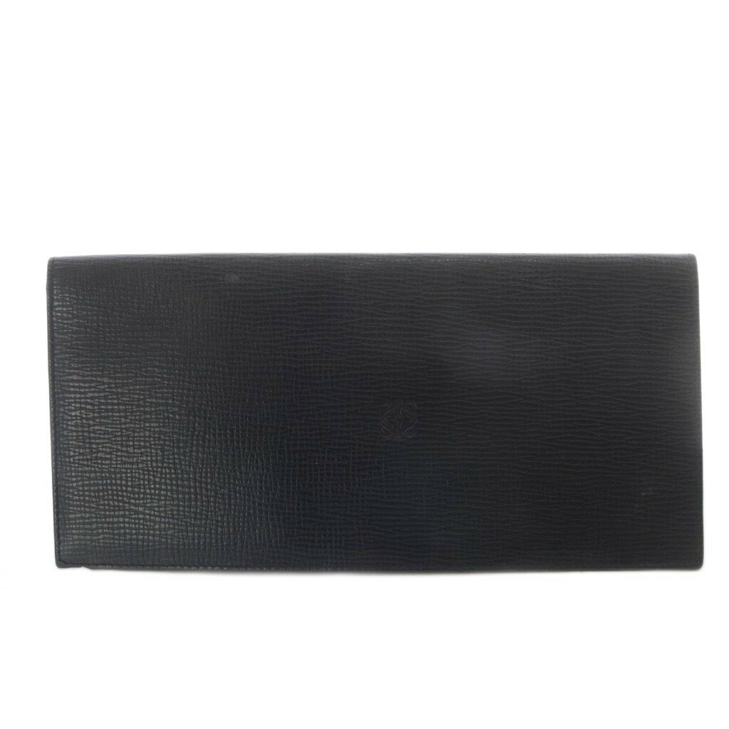 U, 吉 - 【中古】ロエベ LOEWE 長財布 小銭入れなし 札入れ レザー ロゴ 黒 ブラック /SR ■OH ■GY11 メンズ 【ベクトル 古着】 260423