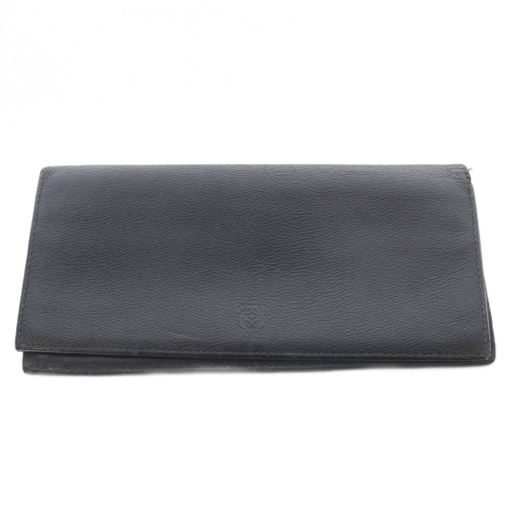 【中古】ロエベ LOEWE 二つ折り長財布 小銭入れあり レザー ロゴ 黒 ブラック /SR ■GY11 ■OH レディース 【ベクトル 古着】 260423