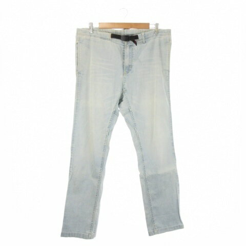 [Used] Gramicci Denim Pants Jeans Outdoor Wear M Blue Chemical Indigo Plain Straight Leg with Belt /CK17 ■GY99 Men's [Vector Used Clothing] 260507