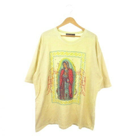 【中古】アールディーズ ALDIES Tシャツ F 黄 イエロー 半袖 マリア像プリント ラウンドネック ピグメント染め /MN36 ■GY99 メンズ 【ベクトル 古着】 260501