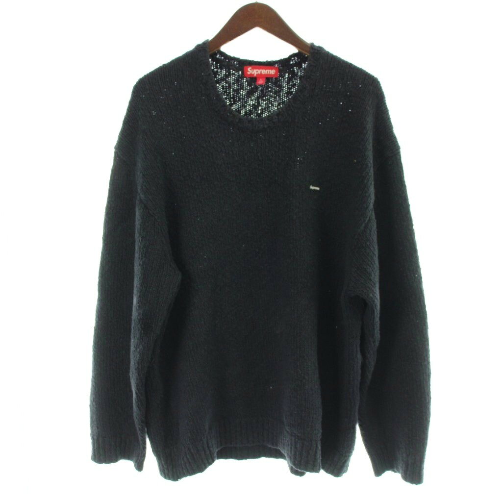 シュプリーム SUPREME 24SS Boucle Small Box Sweater ブークレ スモールボックスロゴ ニット セーター L 黒 ブラック Vネック 長袖 /AP ■GY11 メンズ  260509